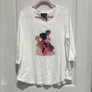 FDJ Womens Breast Cancer Awareness Graphic T-Shirt - White Size LG